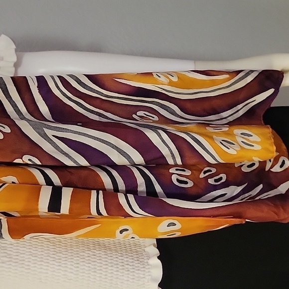 Vtg Bold Punk Animal Print Abstract Silk Scarf - Picture 3 of 5